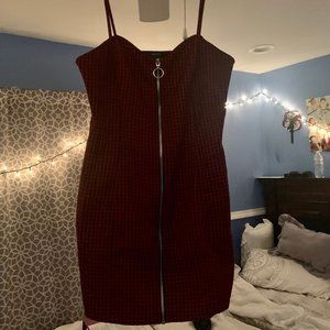 Red and Black Gingham Bodycon Dress
